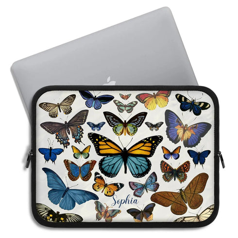 Exotic Butterflies Custom Name Laptop Sleeve